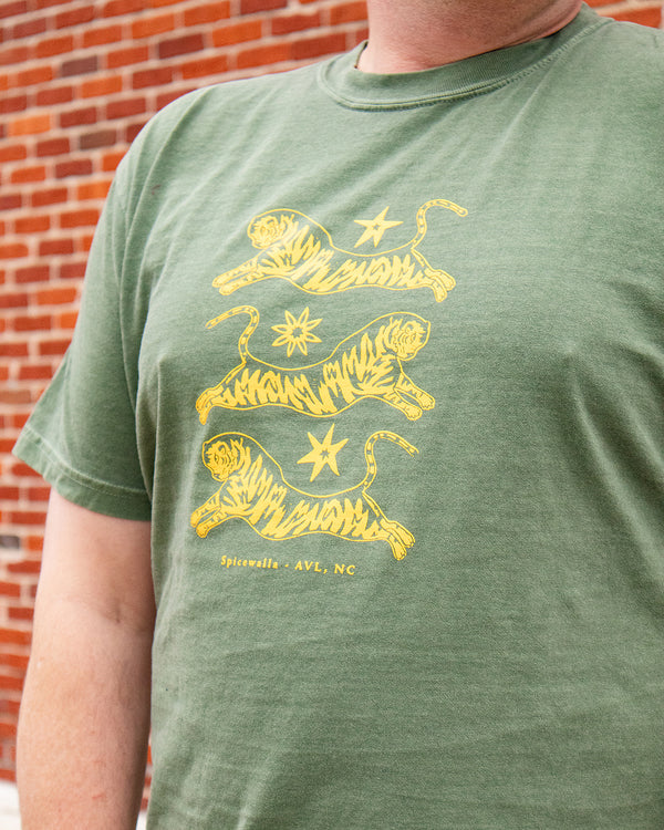 Tiffin Row Tiger T-Shirt in Olive view 3